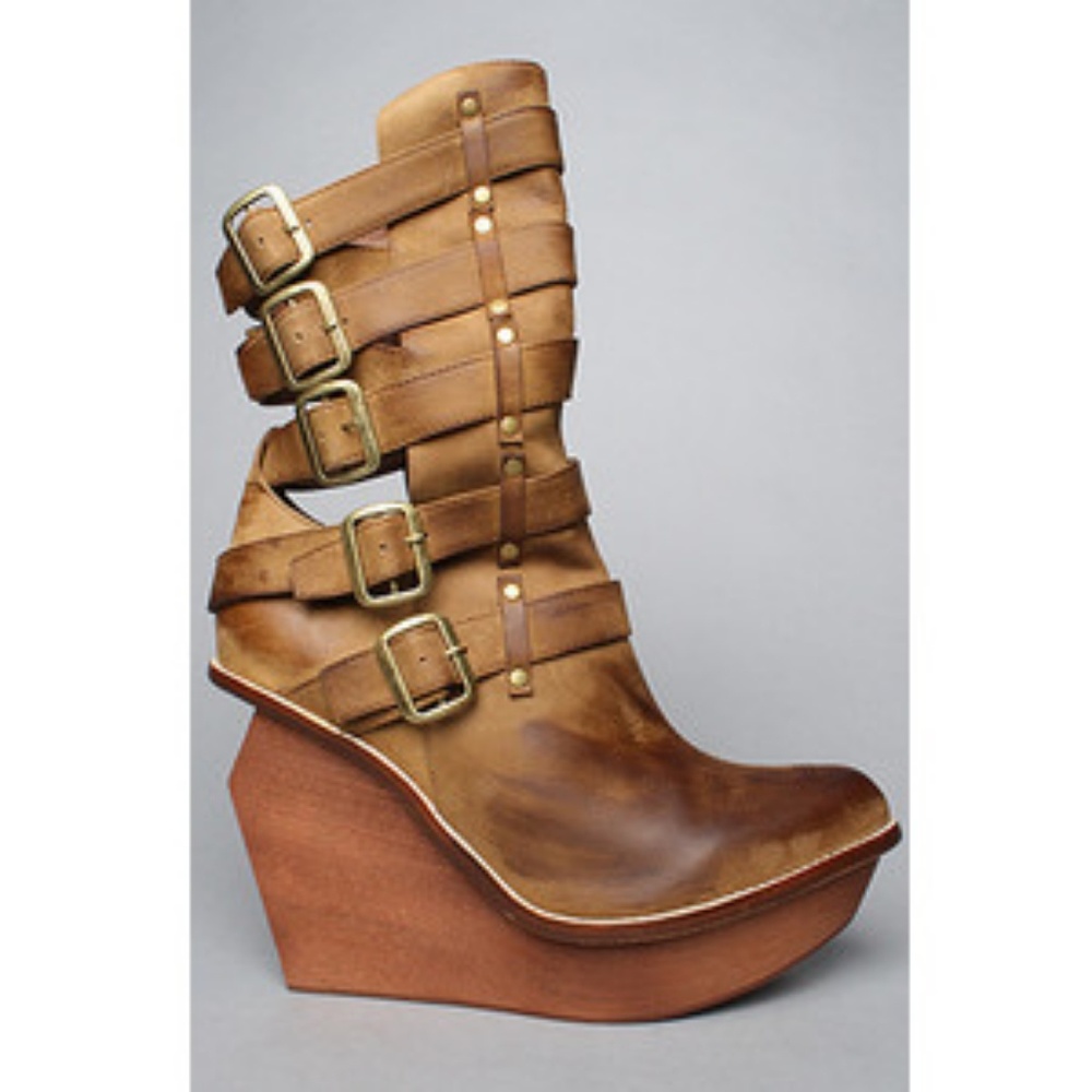 Jeffrey Campbell XIT Distressed Brown Buckle Boots